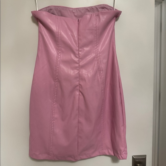 PRINCESS POLLY STRAPLESS MINI LEATHER DRESS PINK - Picture 3 of 5